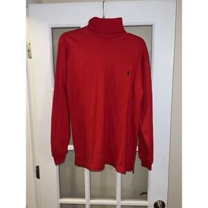 Polo Ralph Lauren Turtleneck Sweater Womens Sz M Red Washable Cotton Pullover